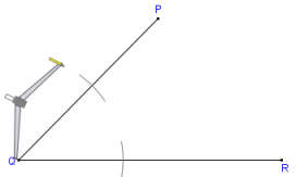 Geometry construction with compass and straightedge or ruler or ruler (http://www.mathopenref.com/images/constructions/constbisectangle/step3.png)