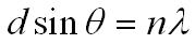 diffraction grating equation (http://physicsnet.co.uk/wp-content/uploads/2010/08/diffraction-grating.jpg)