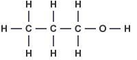 Displayed formula for propanol (http://www.bbc.co.uk/staticarchive/9a48e0aedb74fc4a9e695967f7ca31df70cbc49b.gif)
