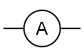 a circle with an 'A' in the centre with two horizontal lines coming out of the sides of the circle (http://www.bbc.co.uk/schools/gcsebitesize/science/images/ph_elect01_i.gif)