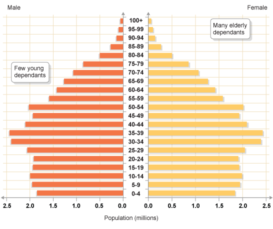 Population pyramid for the UK 2000 (http://www.bbc.co.uk/staticarchive/83c6bc6259f071acbdcac1ccf8d9059a9261348f.gif)