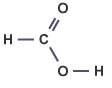 Displayed formula for methanoic acid (http://www.bbc.co.uk/schools/gcsebitesize/science/images/triple_science/021_bitesize_gcse_tschemistry_alcoholscarboxylicacidsandesters_methanoicacid_table.gif)