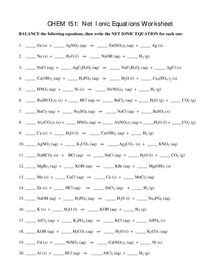 Ionic Equations Handout - Document in A Level and IB Chemistry
